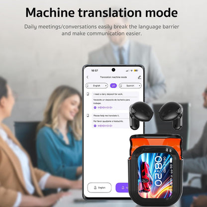 NE20 Earbuds, 2025 New NE20 AI Translation Earbuds in Real Time, Language Translator Headphones with LCD Touch Screen Audifonos Traductores Inglés Español Support 140 Languages for Travel White