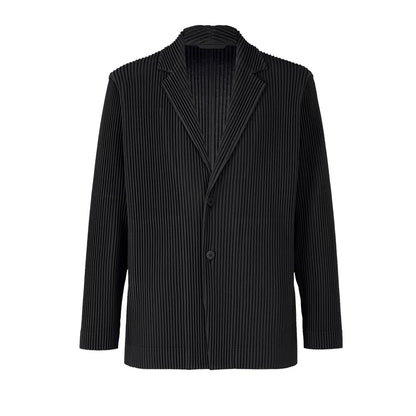 Miyake Pleated Men 2024 New Office Black Blazer Luxury High Fashion Suits Partially Lined Autumn Winter Coat