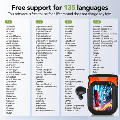 NE20 Earbuds, 2025 New NE20 AI Translation Earbuds in Real Time, Language Translator Headphones with LCD Touch Screen Audifonos Traductores Inglés Español Support 140 Languages for Travel White