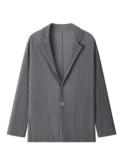 Miyake Pleated Men 2024 New Office Black Blazer Luxury High Fashion Suits Partially Lined Autumn Winter Coat