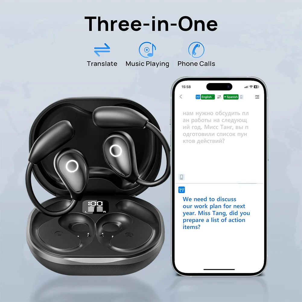 2025 New Smart Translate Earbuds 144 Languages Real Time Translation Earbuds Smart Voice Translator for Travel Business Learning