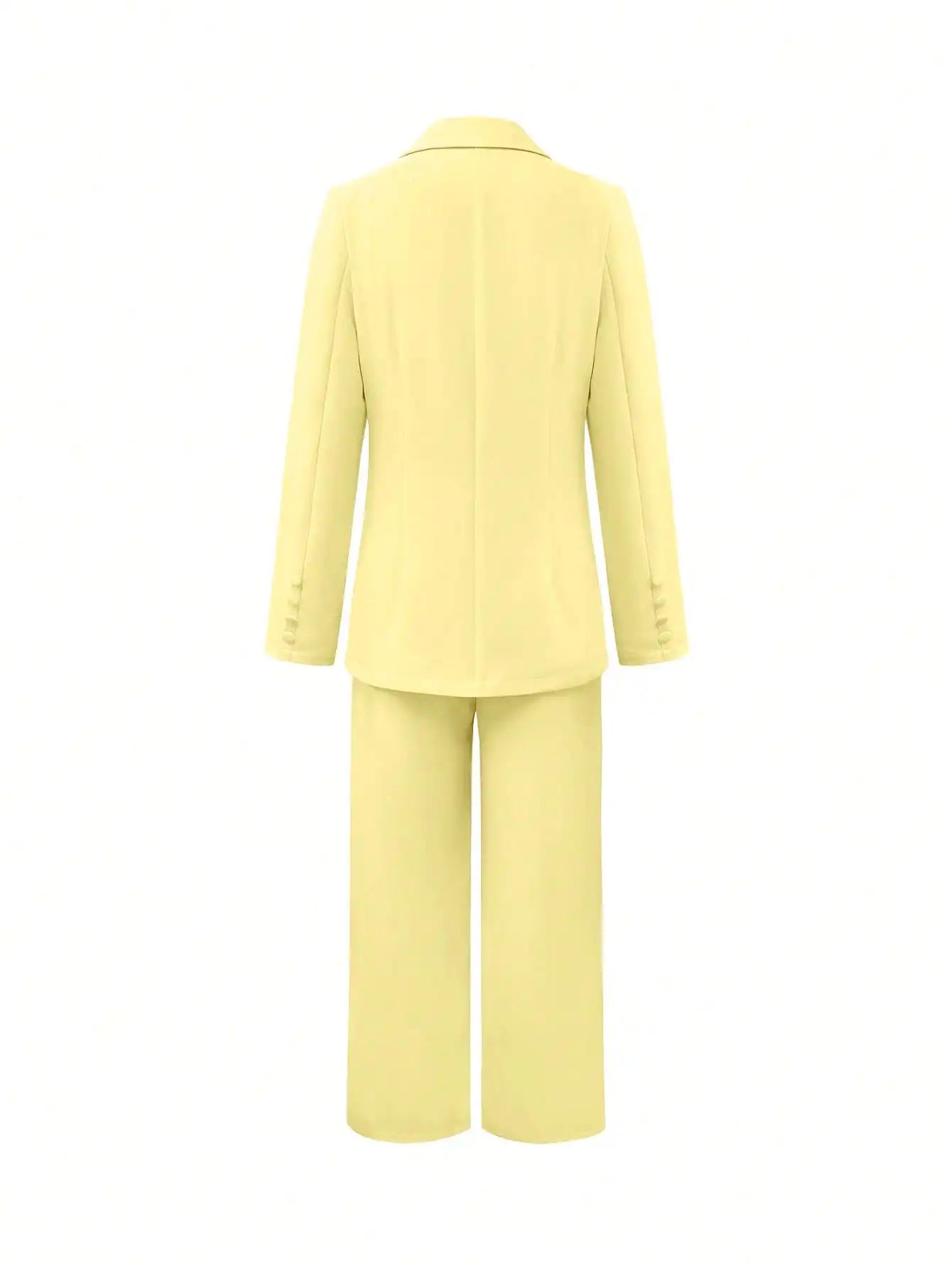 2-Piece Suit Set - Fitted Blazer & High Waist Wide Leg Pants, Elegant Office Outfit for Work, Business & Formal Events