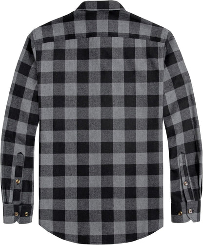 Flannel Shirt for Men Plaid Long Sleeve Casual Button down Shirts Regular Fit Cotton Buffalo Checkered Top with Pockets