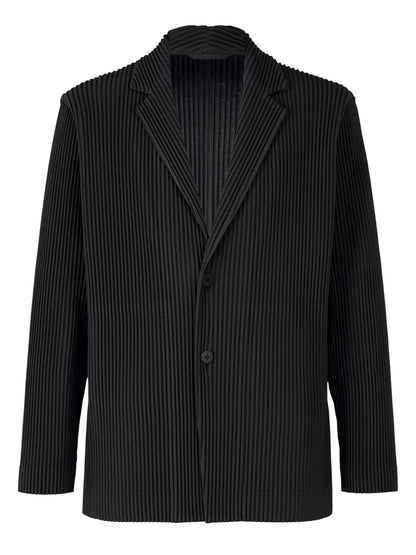 Miyake Pleated Men 2024 New Office Black Blazer Luxury High Fashion Suits Partially Lined Autumn Winter Coat