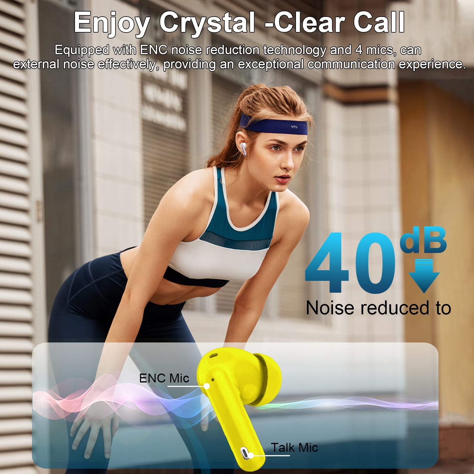 Wireless Earbuds, Bluetooth 5.4 Headphones Bass Stereo, Ear Buds with Noise Cancelling Mic, LED Display in Ear Earphones Clear Calls, IP7 Waterproof Bluetooth Earbuds for Laptop/Phones/Sports, Yellow