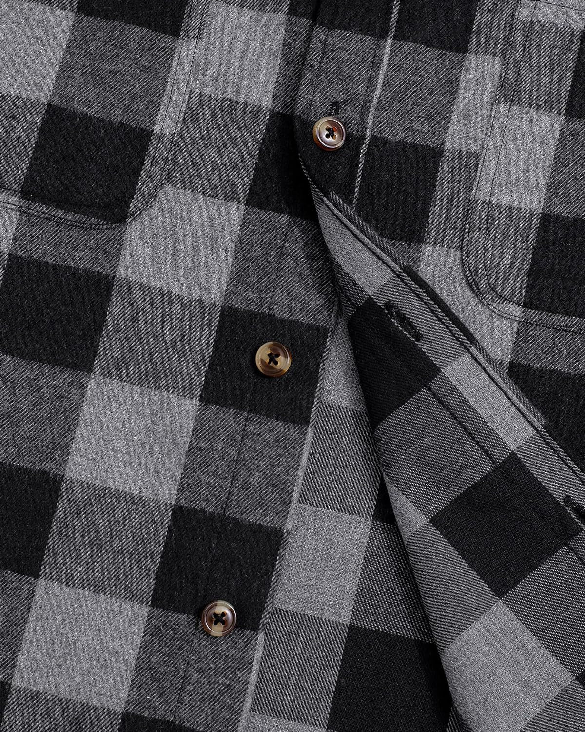 Flannel Shirt for Men Plaid Long Sleeve Casual Button down Shirts Regular Fit Cotton Buffalo Checkered Top with Pockets